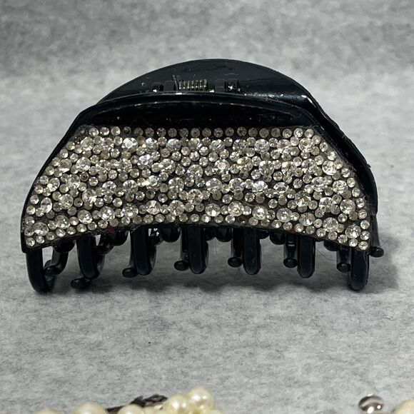 Hair Claw Clips Mix Lot of 7 Medium Pearl Barrettes Good Quality Mix Rhinestones - Picture 8 of 16